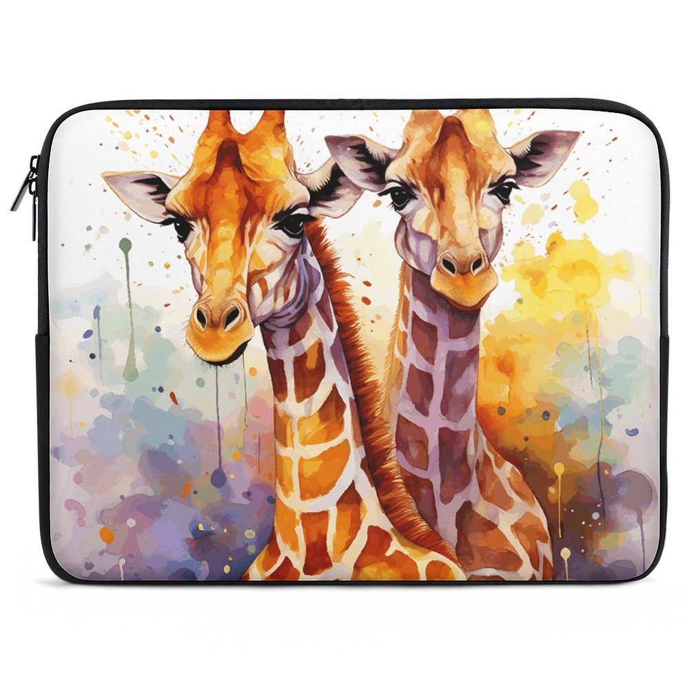 Watercolor Giraffes Laptop Sleeve Case 15inch, Shockproof Protective Case, 10-17 Inch Computer Sleeve, Water Resistant Laptop Briefcase for Men Women Compatible with MacBook Air/Notebook/Tablet