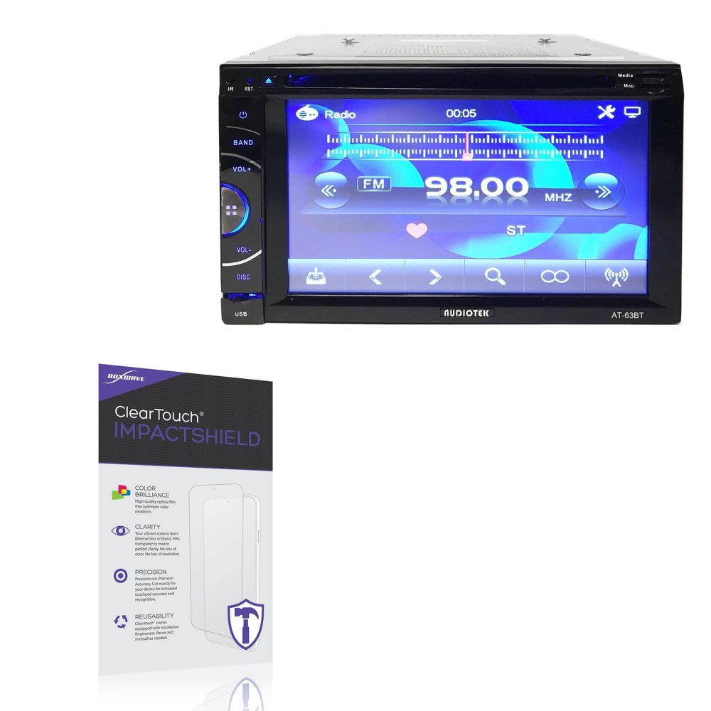 BoxWave Screen Protector Compatible With Audiotek AT-63BT - ClearTouch ImpactShield (2-Pack), Impenetrable Screen Protector Flexible Film