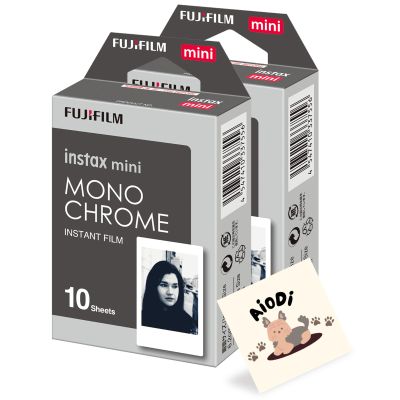 Instax Mini Monochrome Instant Camera Film: 20 Shoots Total, (10 Sheets x 2) - Capture Memories Anytime, Anywhere - AIODI Sticker Included