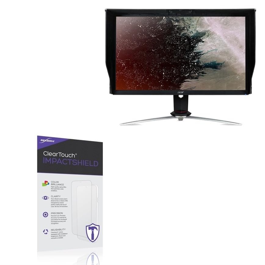 BoxWave Screen Protector Compatible With Acer Nitro XV3 (XV273K) - ClearTouch ImpactShield (2-Pack), Impenetrable Screen Protector Flexible Film