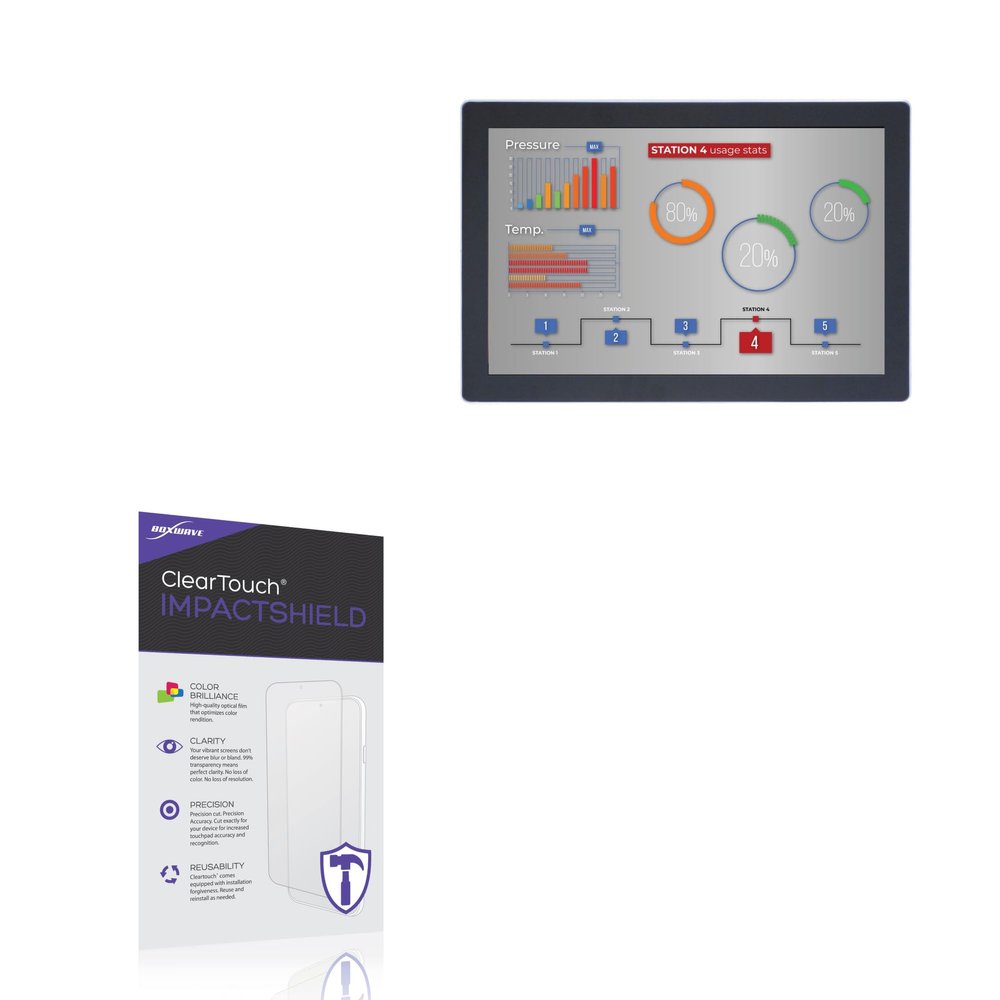 BoxWave Screen Protector Compatible With Chipsee PPC-A9-190-C - ClearTouch ImpactShield (2-Pack), Impenetrable Screen Protector Flexible Film