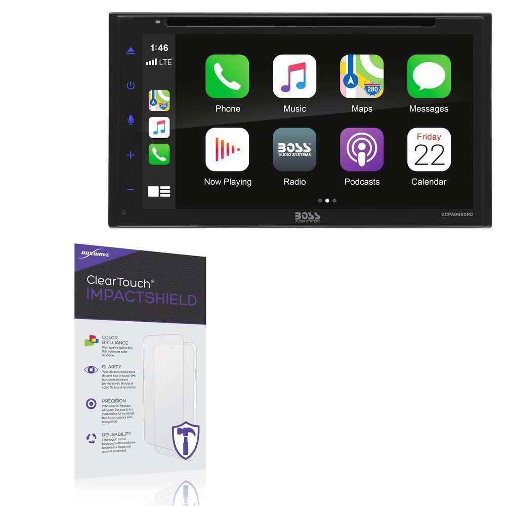 BoxWave Screen Protector Compatible With BOSS Audio BCPA9690RC - ClearTouch ImpactShield (2-Pack), Impenetrable Screen Protector Flexible Film
