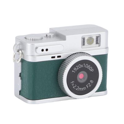 Mini Keychain Camera, Retro Keychain Camera with 32GB Memory Card, 1080P 2MP 0.96in Color Screen 4 Filters and LED Flash for Travel Vlog Night Shots (Green)