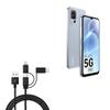 BoxWave Cable Compatible with Lava Blaze Pro 5G - AllCharge 3-in-1 Cable - Jet Black view 1