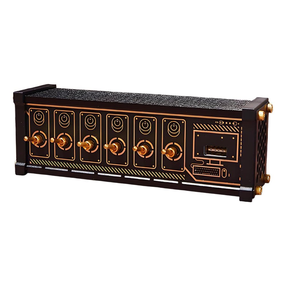 6 Port USB Switcher, 6 Port USB Docking Station, 9 USB Convenient Input Ports, Voice Control Function, Data Transmission, Button Switch, for Phones, Tablets, and Gadgets