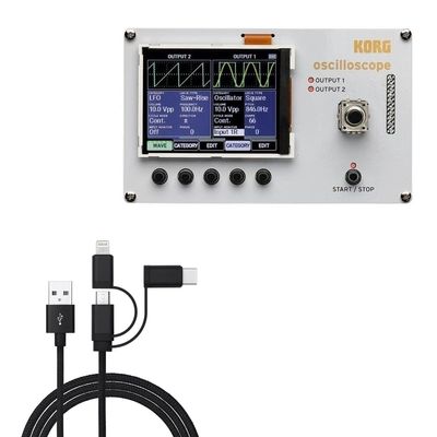BoxWave Cable Compatible with Korg NTS-2 - AllCharge 3-in-1 Cable - Jet Black