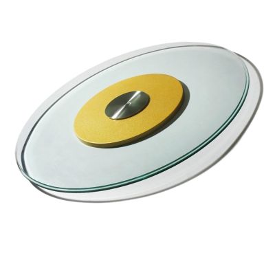 BB01 Stable Tempered Glass Lazy Susan Glass Dining Table Top Turntable Swivel Plate Silver Base, Silver Base F.U, Gold Base, Gold Base F.U(Gold Base,100CM)