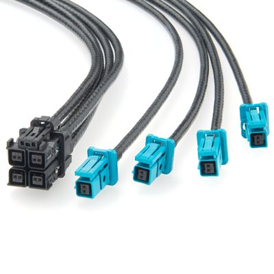 4 in 1 TE MATEnet A Code to 4 Port Z Code Automotive Ethernet Harness 1Gbps 100/1000BASE-T1 Shielded Female to Female Car Ethernet Wire 2394102-1 to 2302510-9 for ADAS, Telematics (0.5M/1.64FT)