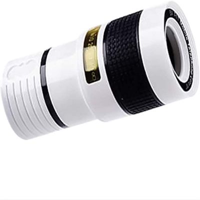 Universal 12X HD Zoom Telescope Phone Camera External Telephoto Lens with Clip for X 8 7 6 6s Android,White