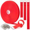 1" x32Ft Hook and Loop Straps with 50 Metal Buckles, Adjustable Fastening Cable Straps, Free Cut Length, Reusable Nylon Cable Ties for Organizer or Storage, Red view 1