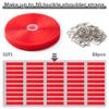 1" x32Ft Hook and Loop Straps with 50 Metal Buckles, Adjustable Fastening Cable Straps, Free Cut Length, Reusable Nylon Cable Ties for Organizer or Storage, Red view 2