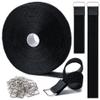1.5" x32Ft Hook and Loop Straps Cinch Straps Heavy Duty with 32 Metal Buckles, Adjustable Fastening Cable Straps, Free Cut Length, Reusable Nylon Cable Ties for Organizer or Storage, Black