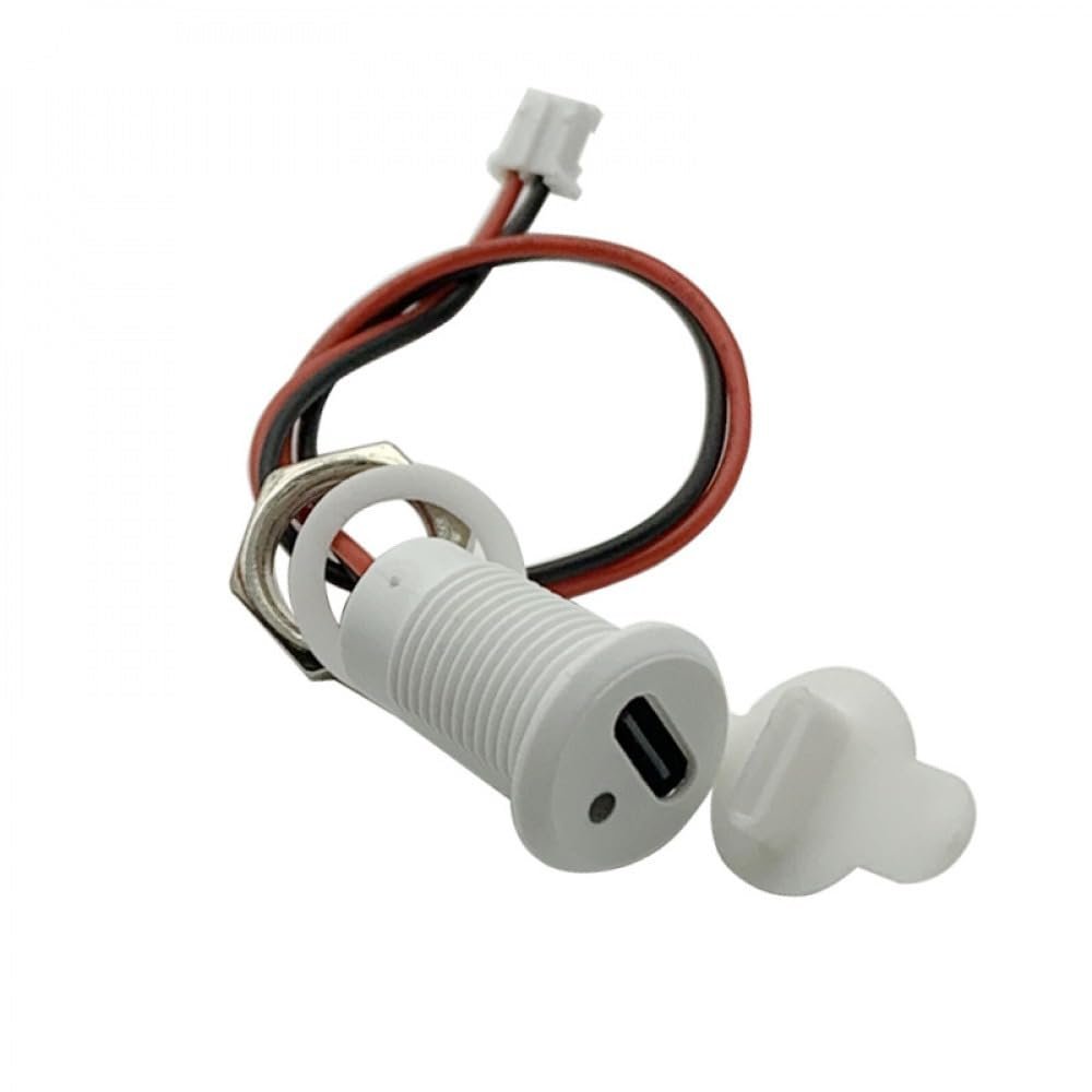 1PCS 2-Pin Female Socket Waterproof Connector USB Type-C Chassis Connector Locking Outer Threads with Led Light (White)