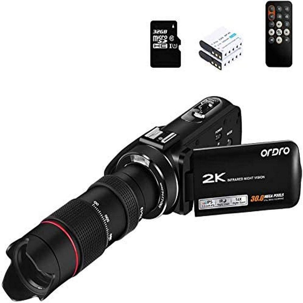 Camcorder 2K Video Camera FHD 30MP 1080P 30FPS 3.0''IPS Touch Screen IR Night16X Digital Zoom Vlogging Camera Recorder w