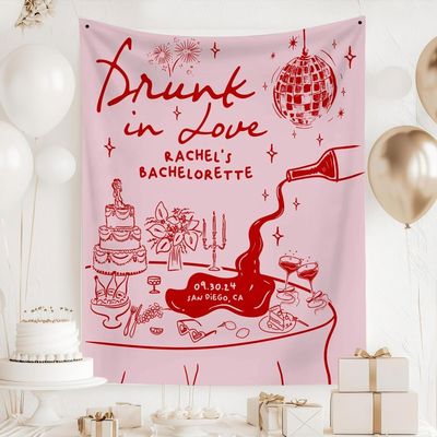 Drunk in Love Bachelorette Weekend Sign, Drunk in Love Bridal Shower Party Decor and Supplies Backdrop Photobooth for Indoor Outdoor Wall, Bachelorette Party Tapestry Banner Full Size