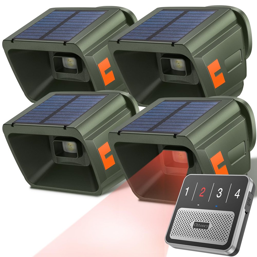 Chtoocy Solar Driveway Alarm Wireless Outdoor 1/2 Mile Range - Customizable Alarm Tones Weatherproof for Driveway Gate, 3 Sensitivity Motion Sensor & Detector Alert for Outdoor/Indoor Property