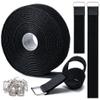 1.5" x16Ft Hook and Loop Straps Cinch Straps Heavy Duty with 16 Metal Buckles, Adjustable Fastening Cable Straps, Free Cut Length, Reusable Nylon Cable Ties for Organizer or Storage view 1