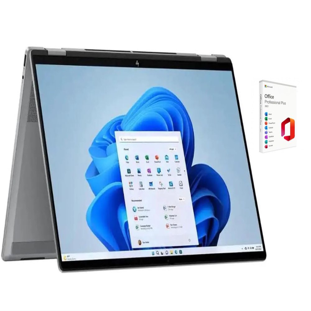 HP OmniBook X Flip 2-in-1 16" WUXGA Touchscreen Laptop | AMD Ryzen 5 220 |AMD Radeon 740M| Copilot |Backlit| 8GB RAM DDR5 | 512GB SSD |Meteor Silver |Windows 11 Pro |Bundle with Microsoft Office 2021