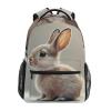 ALAZA Cute Rabbit Gray Bunny Backpack Purse w/Multiple Pockets Name Card Personalized Travel Laptop Book Bag, Size S/16 inch view 1