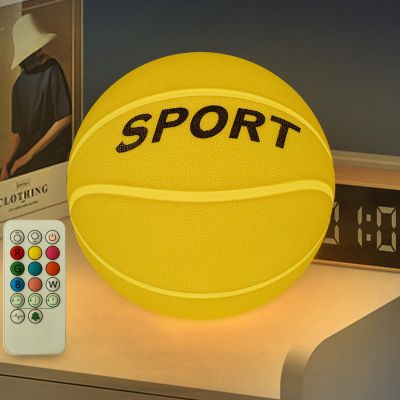 FlyonSea Glow in The Dark Basketball Ball Silicone Night Light for Kids, Rechargeable Light Up Basketball Ball lamp 9 Colors Dimmable with Remote and Timer, Basketballs Gifts for Boys 8-12 Girls Men