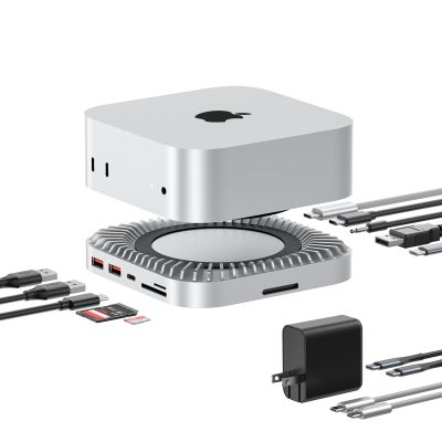 40G Mac mini M4 Dock & Stand with 8T NVMe SSD Enclosure, 11-in-1 USB 4 Mac mini Hub with 2X USB-A 3.2 10Gbps, USB-C 3.2 10Gbps, SD/TF 4.0, 65W Power Adapter, 8K DP Video Interface, 3.5mm Audio