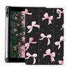 AdorableWhimsy Pink Bow Ribbon Case for iPad (A16) 11th Generation 2025 11"/iPad 10th Generation 2022 10.9" with Pencil Holder Trifold Stand Black Leather Aesthetic Girly Cover Auto Sleep/Wake view 1