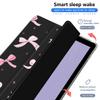 AdorableWhimsy Pink Bow Ribbon Case for iPad (A16) 11th Generation 2025 11"/iPad 10th Generation 2022 10.9" with Pencil Holder Trifold Stand Black Leather Aesthetic Girly Cover Auto Sleep/Wake view 2