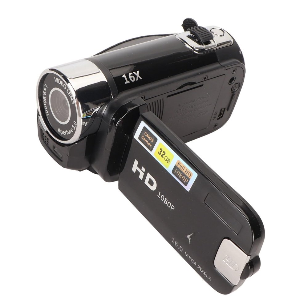 WGFOIP Digital Camera, 1080P 16MP 16X Zoom Anti Shake Video Camera with LED Fill Light for Sports Concerts Night, Built in Microphone (Black)