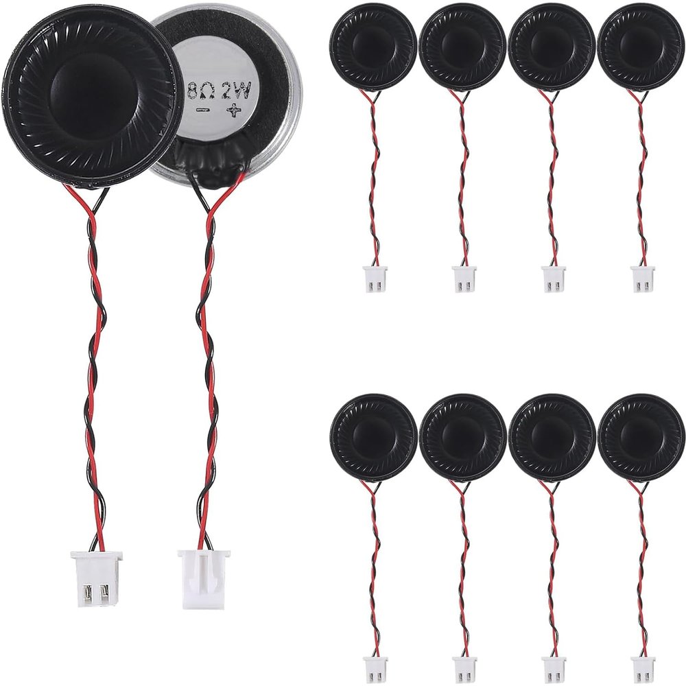 ALAMSCN 10Pcs 8 Ohm 2W Small Speaker Mini Metal Shell Round Speaker with 60mm Terminal Wire for DVD Mini Multimedia Loudspeaker