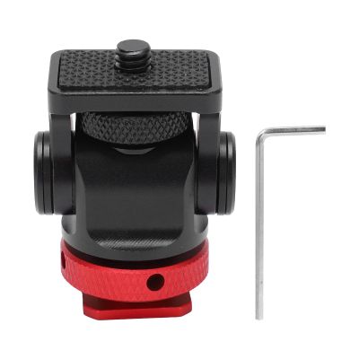 Mini Aluminum Alloy Ball Head Tripod Cold Shoe Adapter with 1/4 Inch Screw for SLR Camera, Lightweight and Portable, 360 Rotation, 140 Tilt for Versatile Angles, (Red)