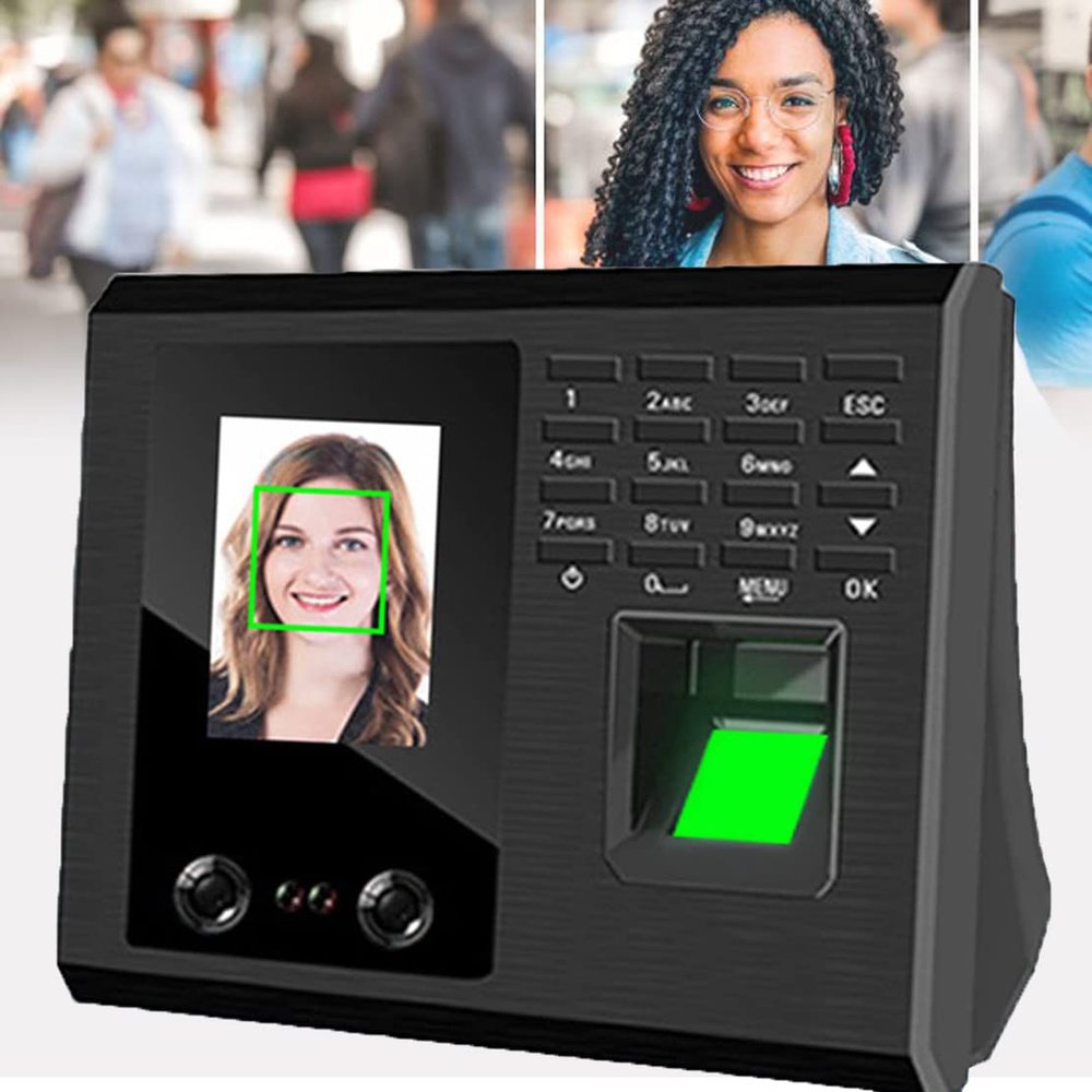 KUYBTU 3 in 1 Business Fingerprint Scanner, Face Recognition Password Time Attendance System with Tft LCD Screen Infrared Camera, USB Biometric Time Clock Recorder