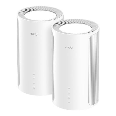 Cudy Tri-Band WiFi 7 BE11000 Whole Home Mesh System, 6-Stream 10 Gbps, 4  2.5G Ports, MU-MIMO, Multi-VPN, Cudy APP, Smart Internal Antennas, M11000 2-Pack