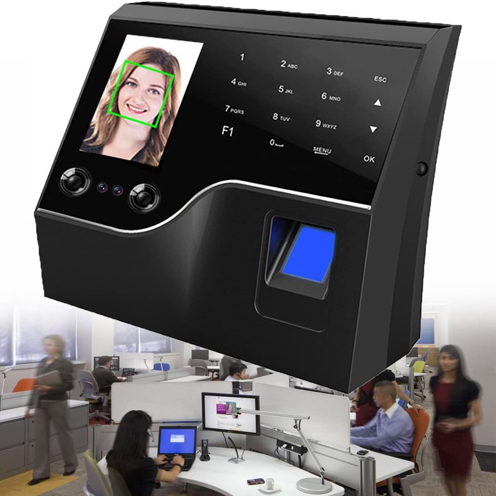 KUYBTU 2.8" Intelligent Biometric Fingerprint Time and Attendance Machine, Work Attendance Machine with Face, for Employee Checking-in Recorder