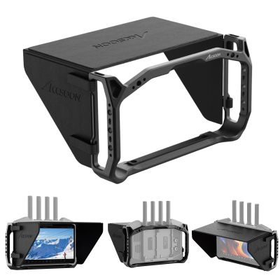 Accsoon CineView M7/M7 Pro 7inch Camera Field Monitor Cage and Removable Sunhood 2in1 for CineView M7 Pro Wireless Video Transmitter Receiver Monitor,with 1/4"-20 Threaded Holes 1 Piece