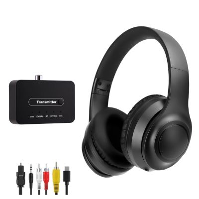 ANC Wireless Headphones for TV, Foldable Headphones for Traveling, Headset with Bluetooth Transmitter, Optical (Toslink), Coaxial, RCA, 3.5mm AUX and USB Audio Output, TV Headset Wireless for Seniors