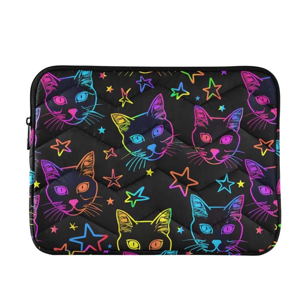 WEIYEKO Neon Cat Kitten Star Black Laptop Sleeve 15-16 inch Notebook Case Laptop case
