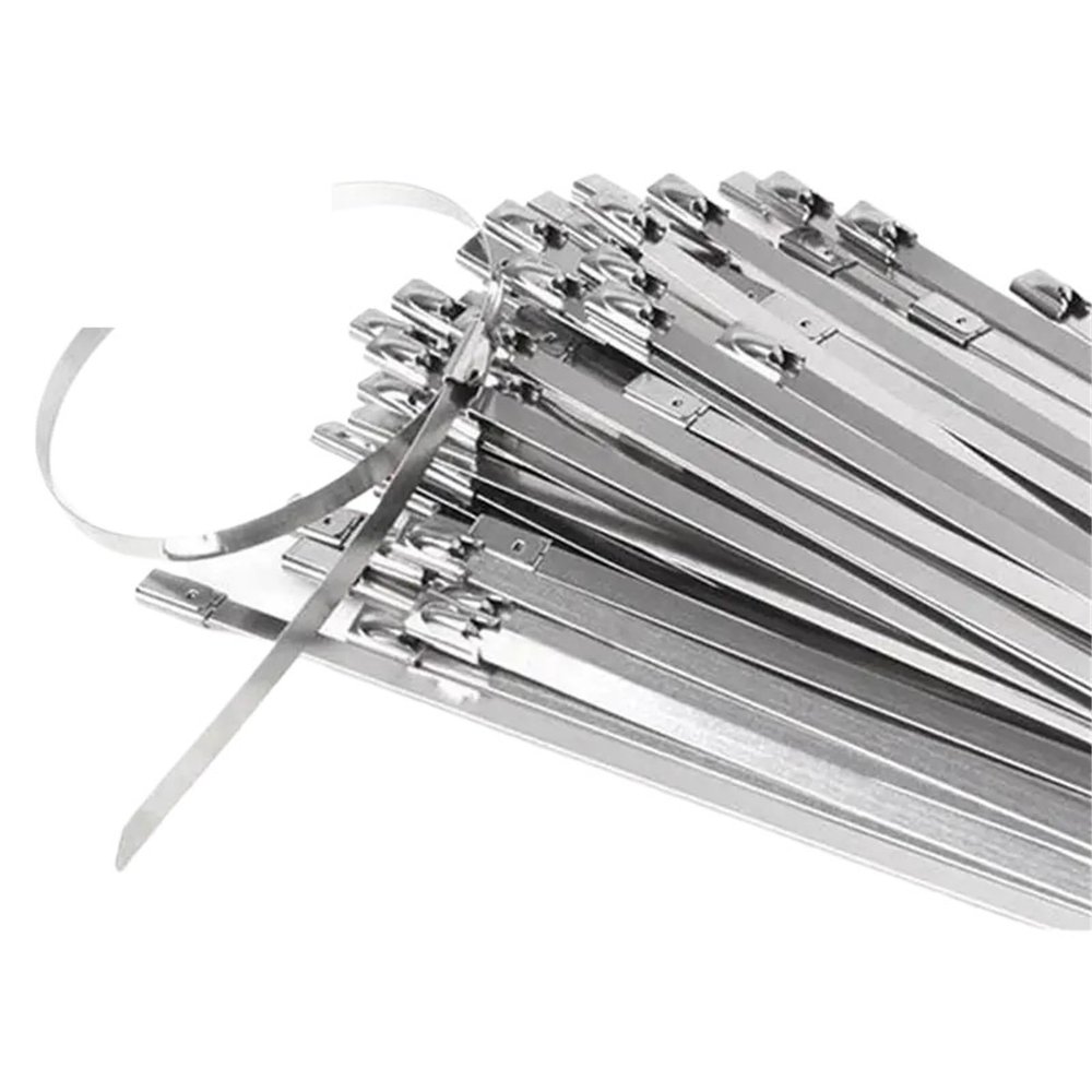 100 PCS Zip Ties Heavy Duty Multi-Purpose Self-Locking Cable Ties Silver 304 Stainless Steel For Machinery 4.6X300mm