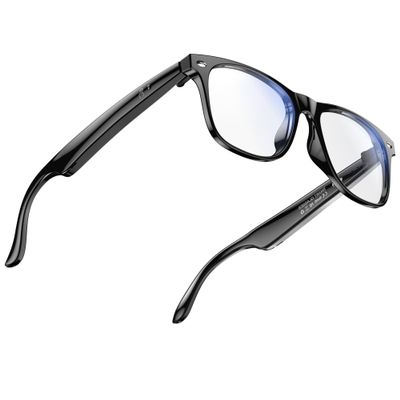 AI Translation Bluetooth Smart Glasses for Men Women, 160+ Languages Voice & Video Real-time Translation, Ultra-Light Bluetooth 6.0 Call Sunglasses, Open Ear (Black Frame-Blue Light Blocking Lens)