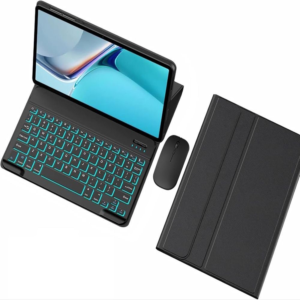 Aidashine Keyboard Case for Redmi Pad 2 2025, 7 Color Backlit, Magnetic Detachable Wireless Keyboard,Black