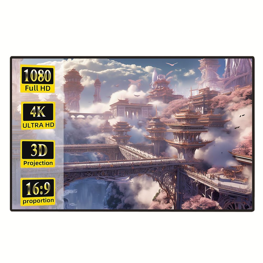 60/72/80/90 Inch Fixed Frame Projector Screen, 16: 9 4K HD Movie Screen with 170 Viewing Angle, Wall Mount Projection Screen for Home Cinema, Office, School(72in)