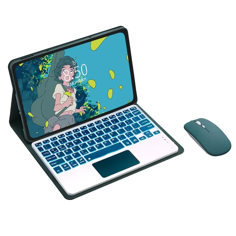 Aidashine Keyboard Case for Redmi Pad 2 2025, 7 Color Backlit, Detachable Bluetooth Keyboard with Touchpad, Bluetooth Mouse,Deep gree