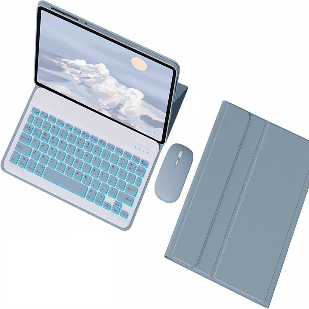 Aidashine Keyboard Case for Redmi Pad 2 2025, 7 Color Backlit, Magnetic Detachable Wireless Keyboard,Blue
