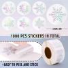 1000Pcs Clear Christmas Holographic Stickers Roll Iridescent Snowflake Seal Stickers Self-Adhesive Xmas Winter Label Decals for Holiday Envelope Invitation Card Gift Decor, 6 Designs view 2