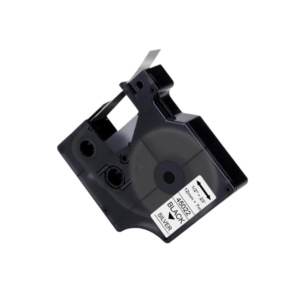 1 Piece 45013 40913 43613 Label Tape Compatible with Label Printers 12mm D1 Size Works with 45010 45016 45018 Label Maker Machines Similar to LabelManager 160 280 Models(Black on Silver)