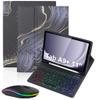 Aidashine Keyboard Case for Samsung Galaxy Tab A9 Plus 11 Inch 2023, Backlit Detachable Wireless Keyboard Case with Pencil Holder,Marble Black view 1