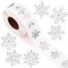 1000Pcs Clear Christmas Stickers Roll Holographic Silver Snowflake Seal Stickers Self-Adhesive Xmas Winter Label Decals for Holiday Envelope Invitation Card Gift Decor, 6 Designs view 1