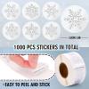 1000Pcs Clear Christmas Stickers Roll Holographic Silver Snowflake Seal Stickers Self-Adhesive Xmas Winter Label Decals for Holiday Envelope Invitation Card Gift Decor, 6 Designs view 2