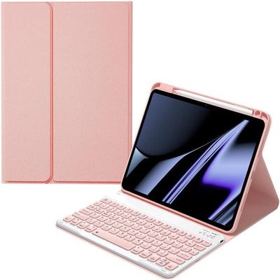 Aidashine Keyboard Case for iPad 10.2" 9th 8th 7th Generation, Detachable Bluetooth Keyboard with Pencil Holder,Auto Sleep/Wake Function,Pink