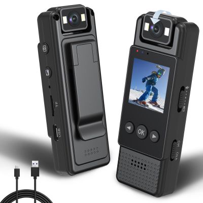 1.3in Screen Body Camera, Sport Worn Camcorder, 1200mAh Portable Cam, 1080P Mini Wearable Camera with Fill Light, 180 Rotatable Lens for Outdoor Police Law Enforcement up to128GB (Card Not Included)