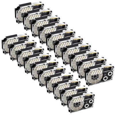 30PK 12mm Label Tape Compatible with XR-12WE XR-12X XR-12RD XR-12BU XR-12YW for KL-60 KL-100 120 Label Printer(Gold on Clear)